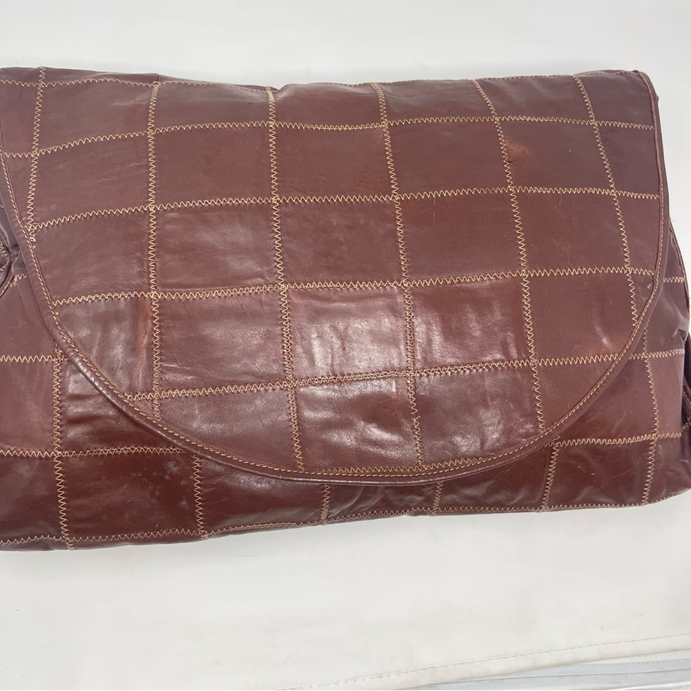 Vintage Uruguay Leather Patchwork Hobo Bag | Early 2000s | Brown Artisan Leather - Picture 3 of 10